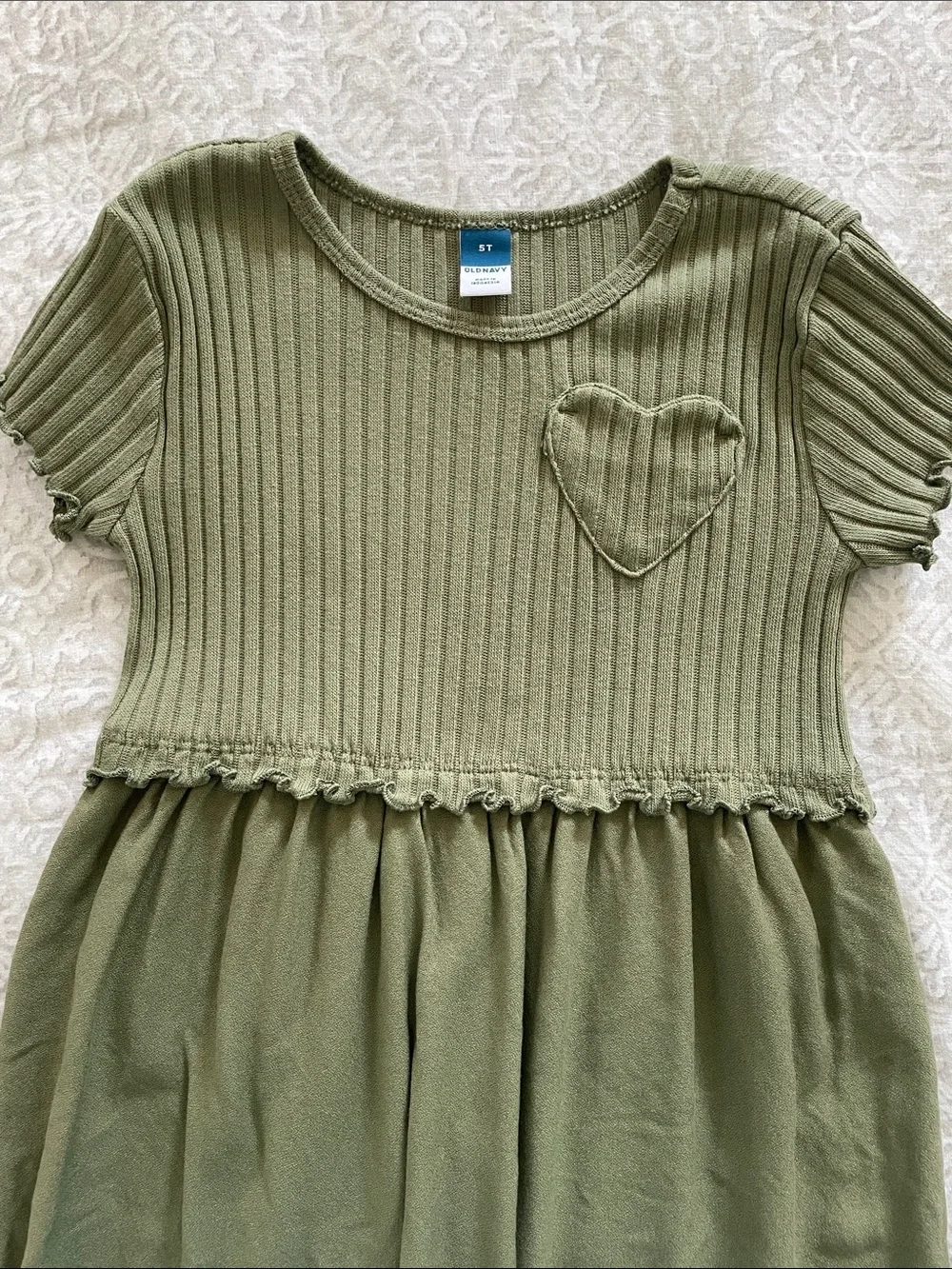 Old Navy Olive Green Ribbed Top Dress with Heart Pocket